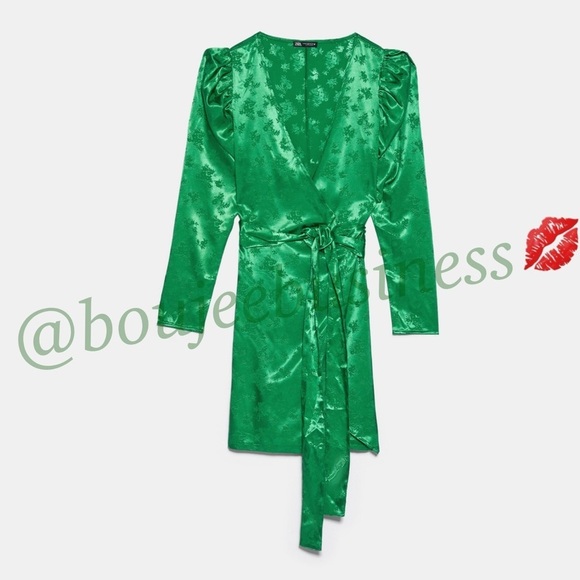 ZARA BNWT Satin Effect Front Wrap Dress - Picture 8 of 8